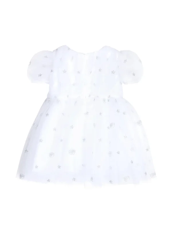 Chiara Ferragni Brand ALL-OVER EYE STAR TULLE DRESS | Kids New Born 0-24 Months