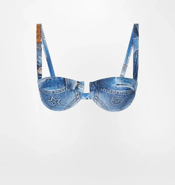 Chiara Ferragni Brand DENIM PRINT BIKINI BALCONETTE | Beachwear