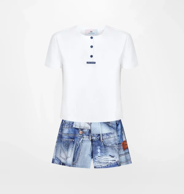 Chiara Ferragni Brand DENIM PRINT SHORT PYJAMAS | Homewear