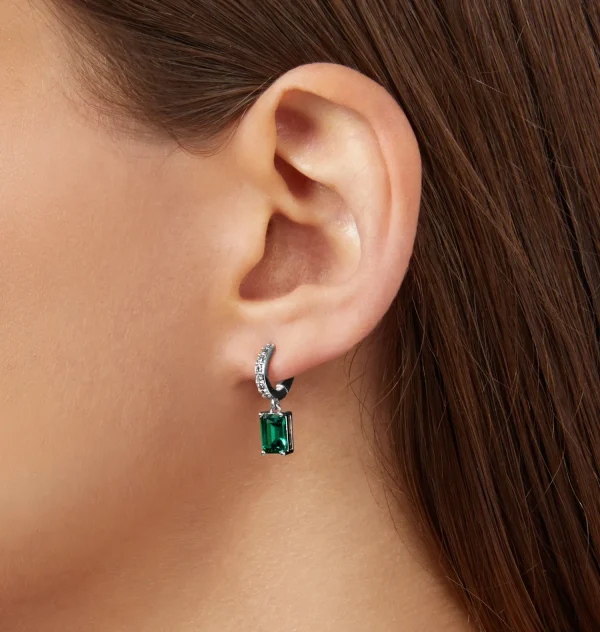 Chiara Ferragni Brand EARRINGS WITH EMERALD PENDANT | Earrings