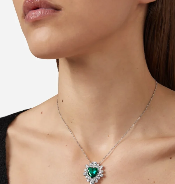 Chiara Ferragni Brand EMERALD HEART PENDANT NECKLACE | Necklaces
