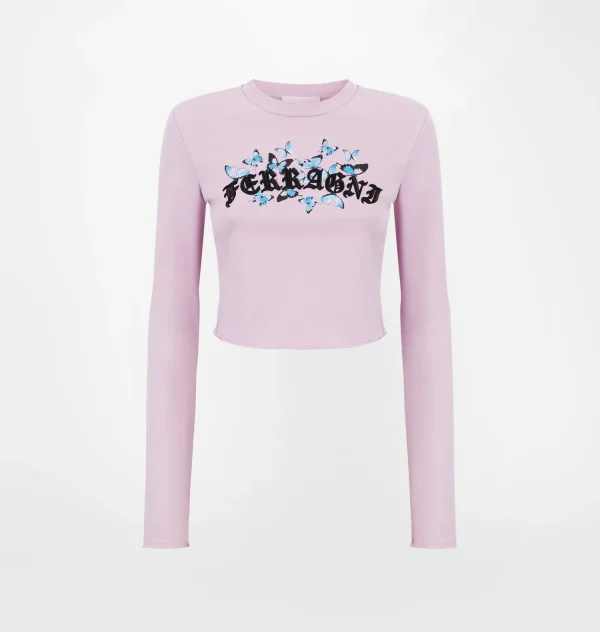 Chiara Ferragni Brand GOTHIC BUTTERFLIES CROP T-SHIRT | Tops & T-Shirt