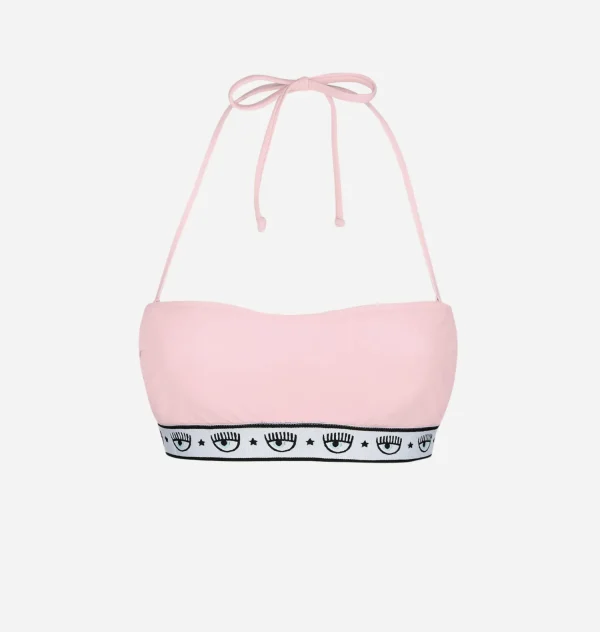 Chiara Ferragni Brand MAXI LOGOMANIA BANDEAU BIKINI TOP | Beachwear