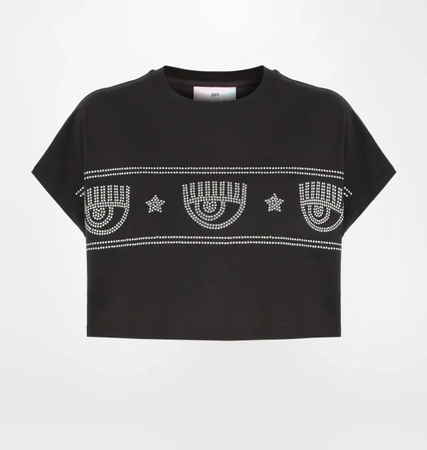 Chiara Ferragni Brand MAXI LOGOMANIA STUDS CROP T-SHIRT | Tops & T-Shirt