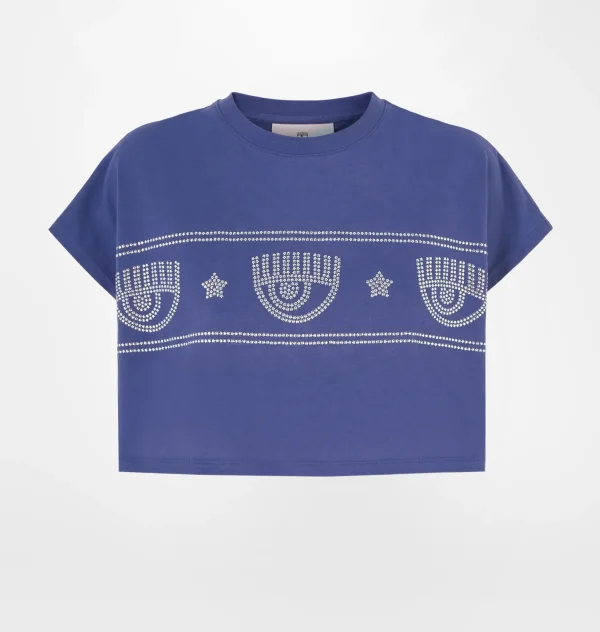 Chiara Ferragni Brand MAXI LOGOMANIA STUDS CROP T-SHIRT | Tops & T-Shirt