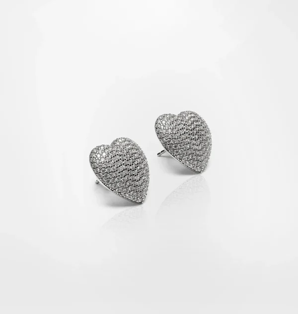 Chiara Ferragni Brand SILVER PAVE HEART BIG EARRINGS | Earrings | Silver 925